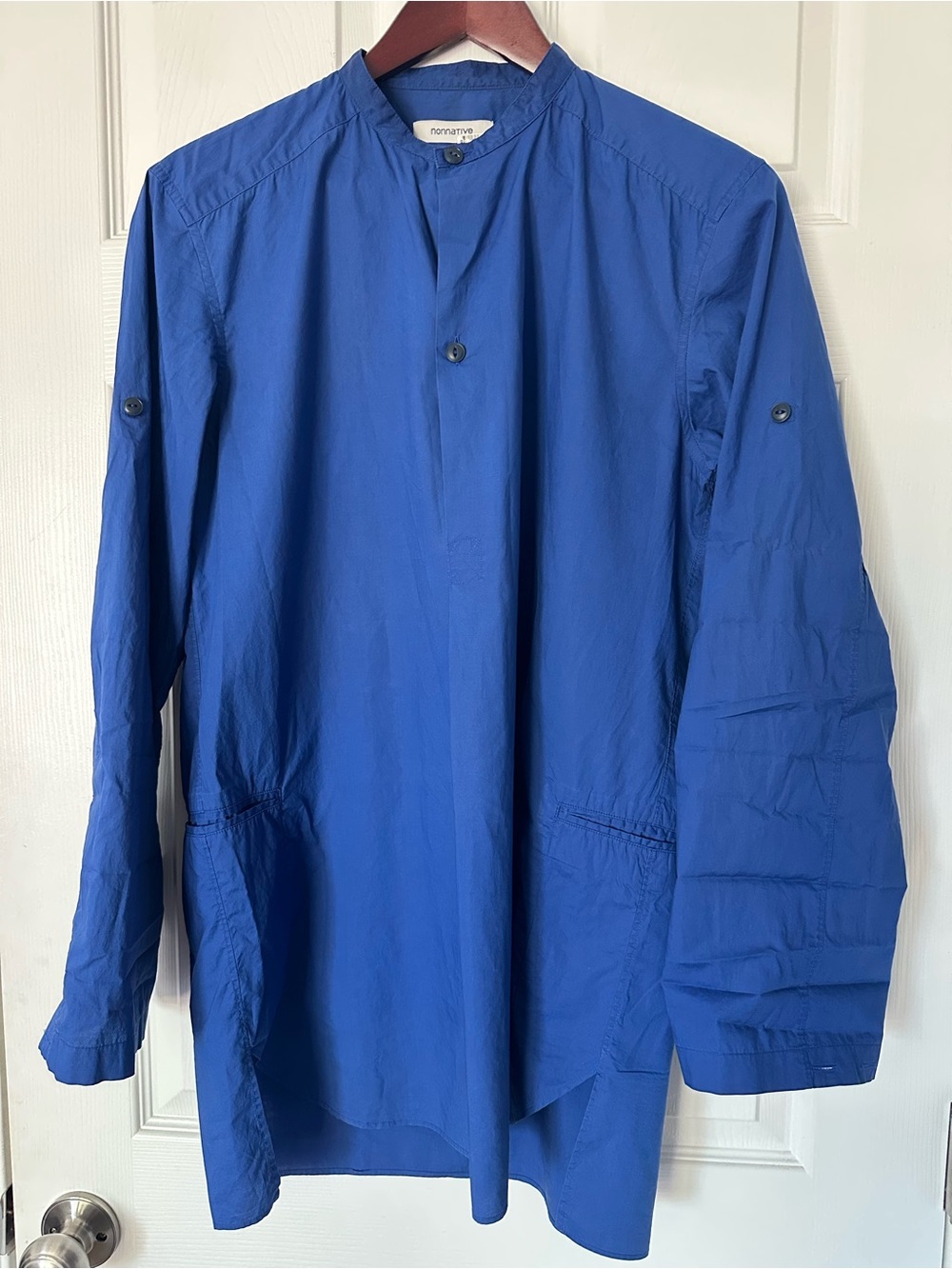 Nonnative Men’s Cobalt Blue Collarless Shirt pullover Made in Japan size 0